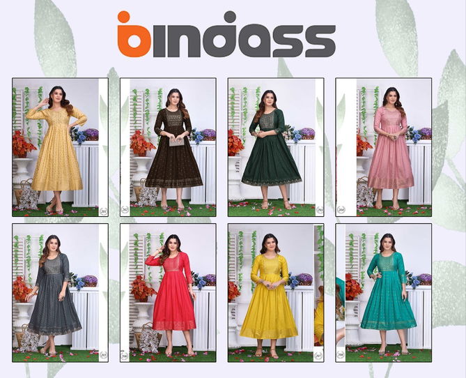 Golden Bindas Ethnic Wear Wholesale Anarkali Kurtis Catalog
